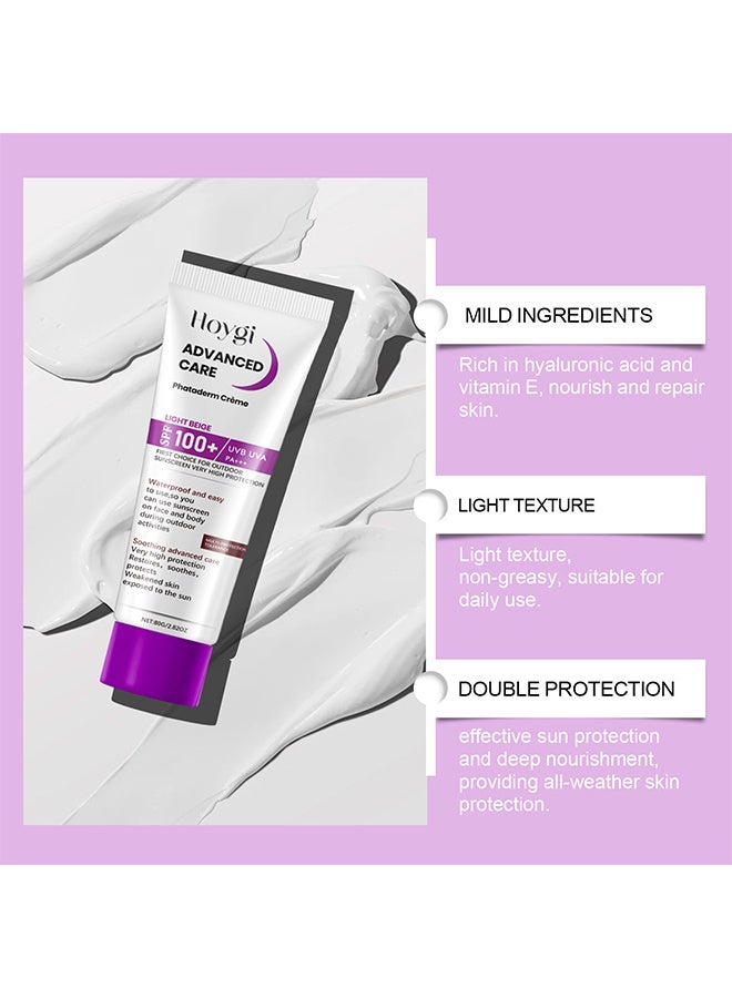 هويجي واقي شمس SPF 100، واقي شمس للوجه والجسم - واقي شمس خارجي SPF 100 - واقي شمس رياضي للنساء والرجال، 80 جرام - Image 3
